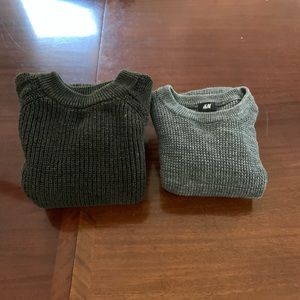 2 sweaters gray and olive green